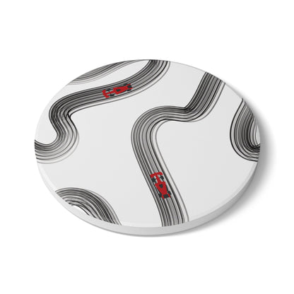 Black and Red F1 Ceramic Coaster