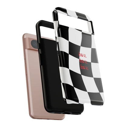 Black and Red Checkered F1 Phone Case, Box Box Box F1 Phone Case