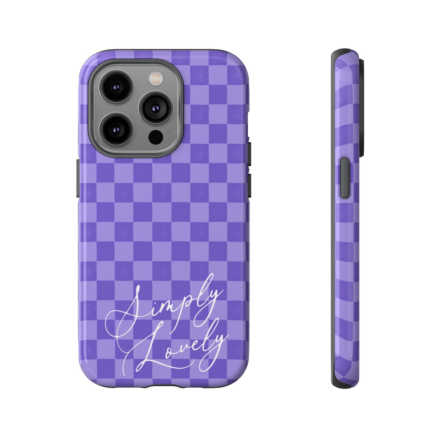 Simply Lovely Purple Checkered F1 Phone Case Design, Trendy F1 Gift, Formula 1 Gift, Cute F1 Phone Case