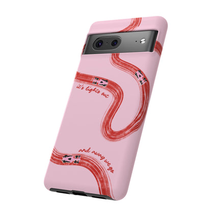 F1 Phone Case Pink and Red Painted "its lights out and away we go", Trendy F1 Gift, Formula 1 Gift, Cute F1 Phone Case, Unique Phone Case