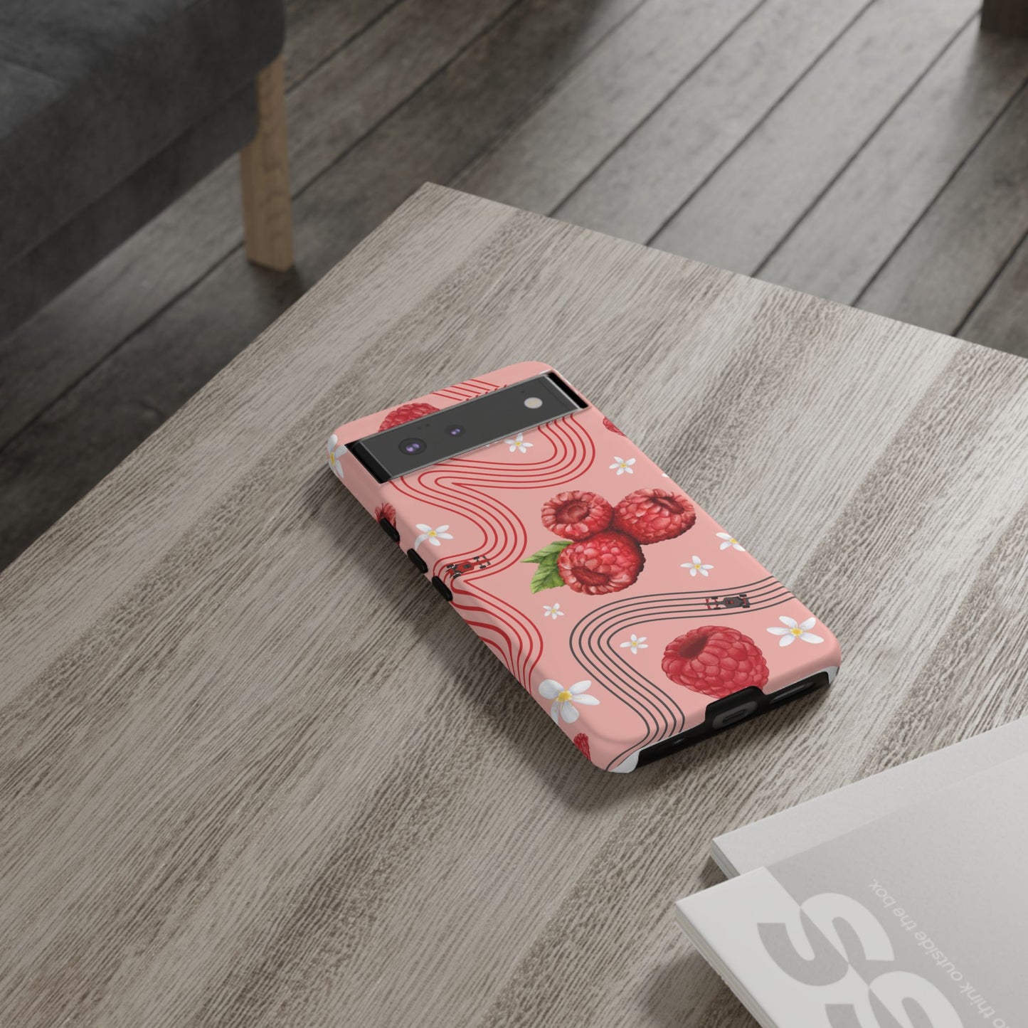 Red F1 Haas and Raspberries Phone Case, Trendy F1 Gift, Formula 1 Gift, Cute Fruit F1 Phone Case, Unique Phone Case