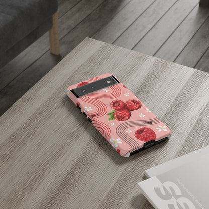Red F1 Haas and Raspberries Phone Case, Trendy F1 Gift, Formula 1 Gift, Cute Fruit F1 Phone Case, Unique Phone Case