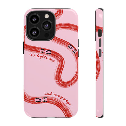 F1 Phone Case Pink and Red Painted "its lights out and away we go", Trendy F1 Gift, Formula 1 Gift, Cute F1 Phone Case, Unique Phone Case