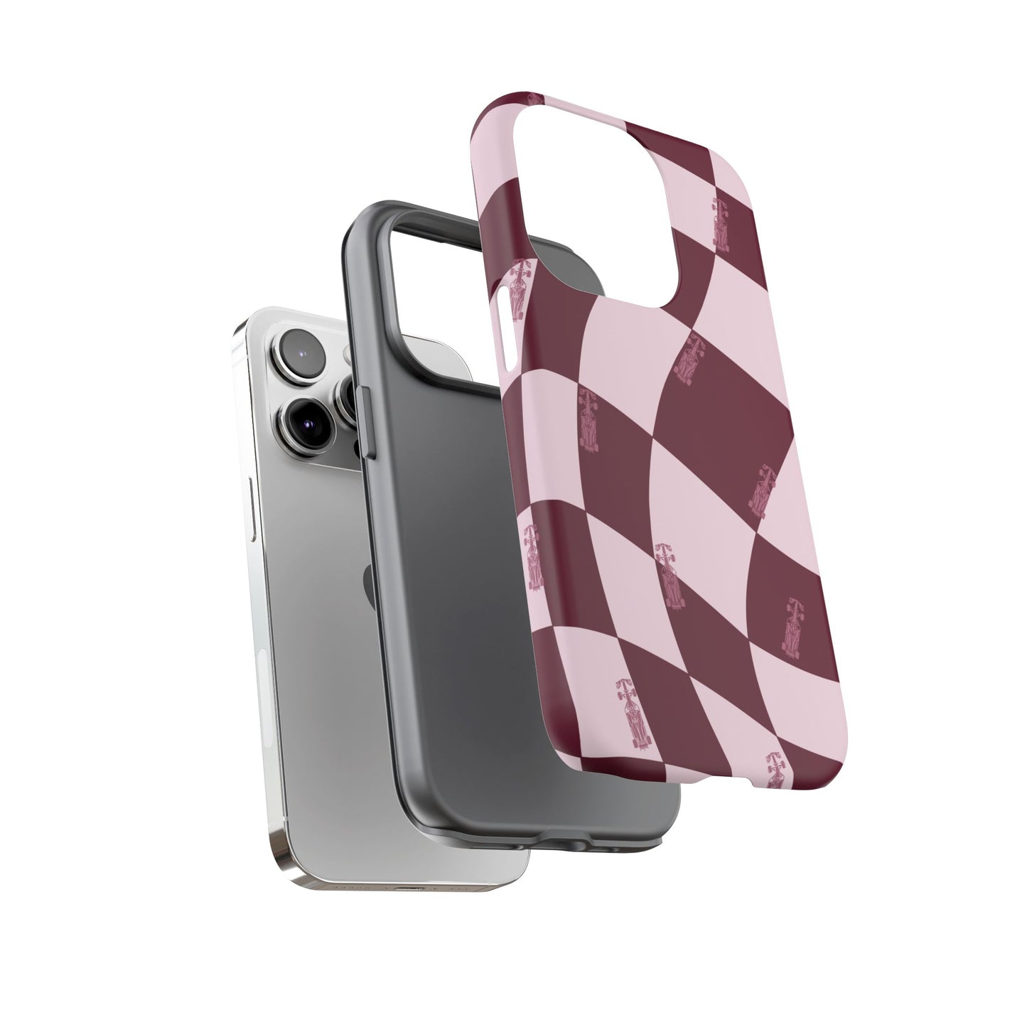 F1 Phone Case Pink Checkered Design, Trendy F1 Gift, Formula 1 Gift, Cute F1 Phone Case, Unique Formula One Phone Case