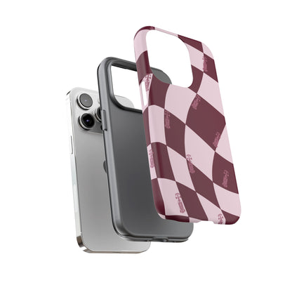 F1 Phone Case Pink Checkered Design, Trendy F1 Gift, Formula 1 Gift, Cute F1 Phone Case, Unique Formula One Phone Case