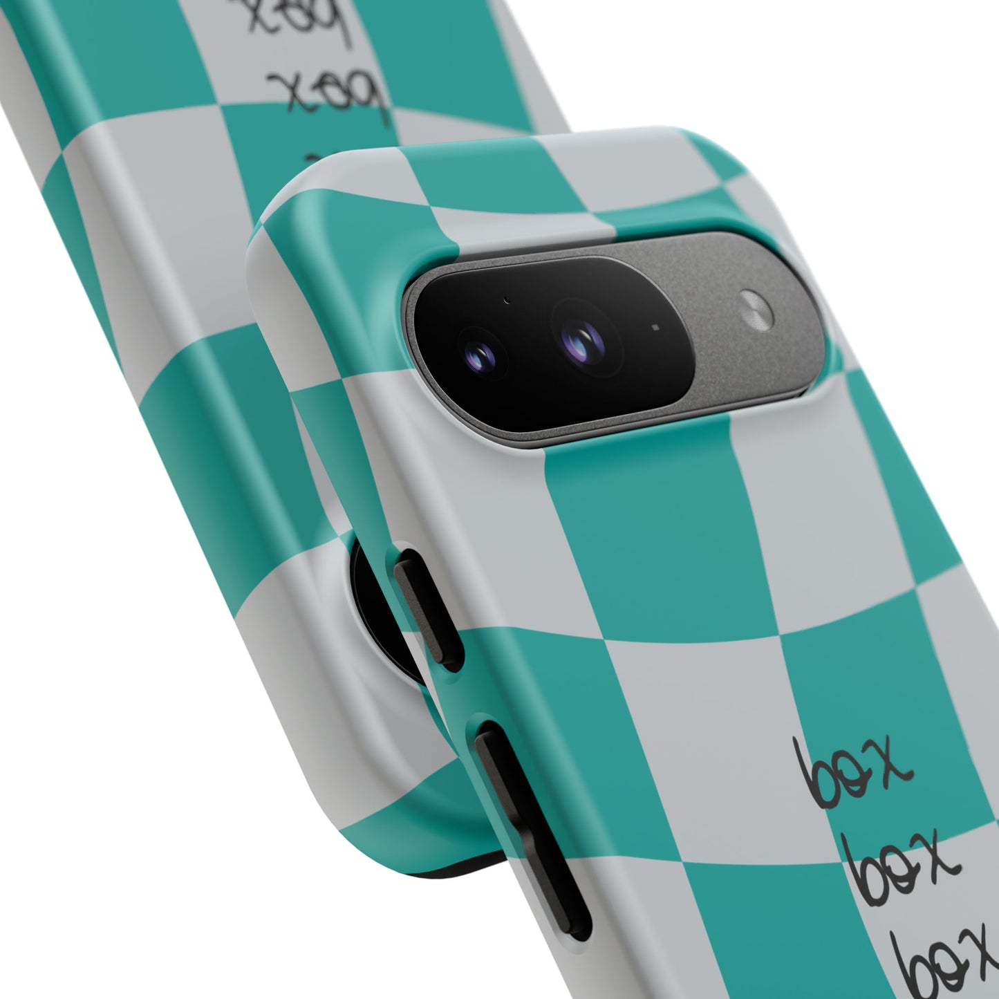 Mercedes Teal and Grey Checkered F1 Phone Case, Box Box Box F1 Phone Case