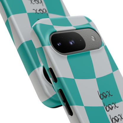 Mercedes Teal and Grey Checkered F1 Phone Case, Box Box Box F1 Phone Case