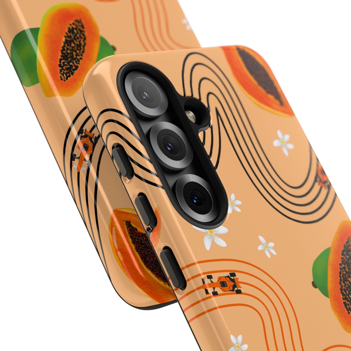 Orange F1 McLaren and Papaya Phone Case, Trendy F1 Gift, Formula 1 Gift, Cute Fruit F1 Phone Case, Unique Phone Case