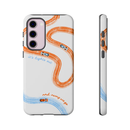 McLaren F1 Phone Case Orange and Blue Painted "its lights out and away we go", Trendy F1 Gift, Formula 1 Gift, Cute F1 Phone Case