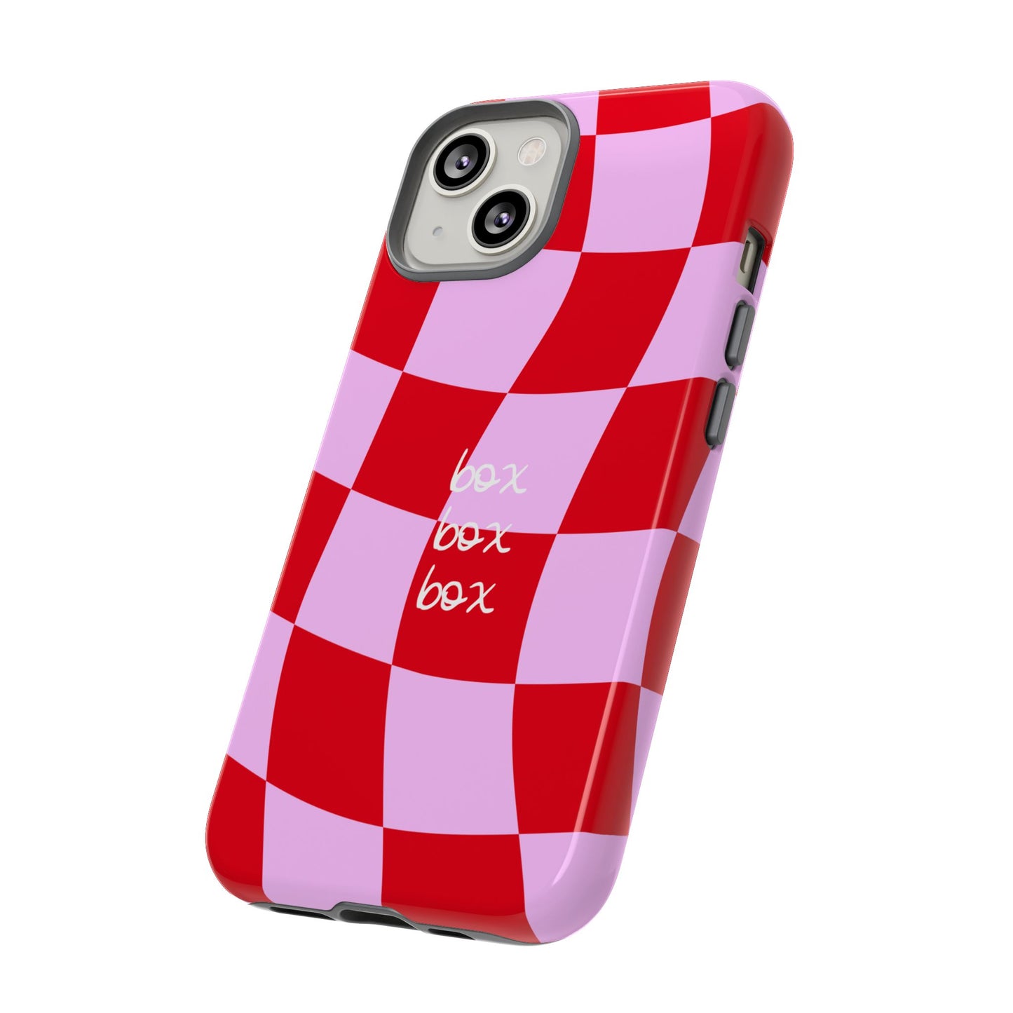 Pink and Red Checkered F1 Phone Case, Box Box Box F1 Phone Case