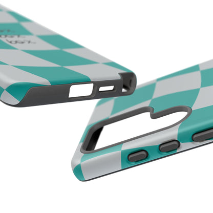 Mercedes Teal and Grey Checkered F1 Phone Case, Box Box Box F1 Phone Case