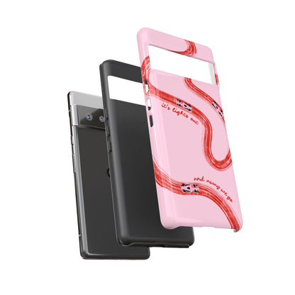 F1 Phone Case Pink and Red Painted "its lights out and away we go", Trendy F1 Gift, Formula 1 Gift, Cute F1 Phone Case, Unique Phone Case