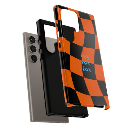 McLaren Orange and Black Checkered F1 Phone Case, Box Box Box F1 Phone Case