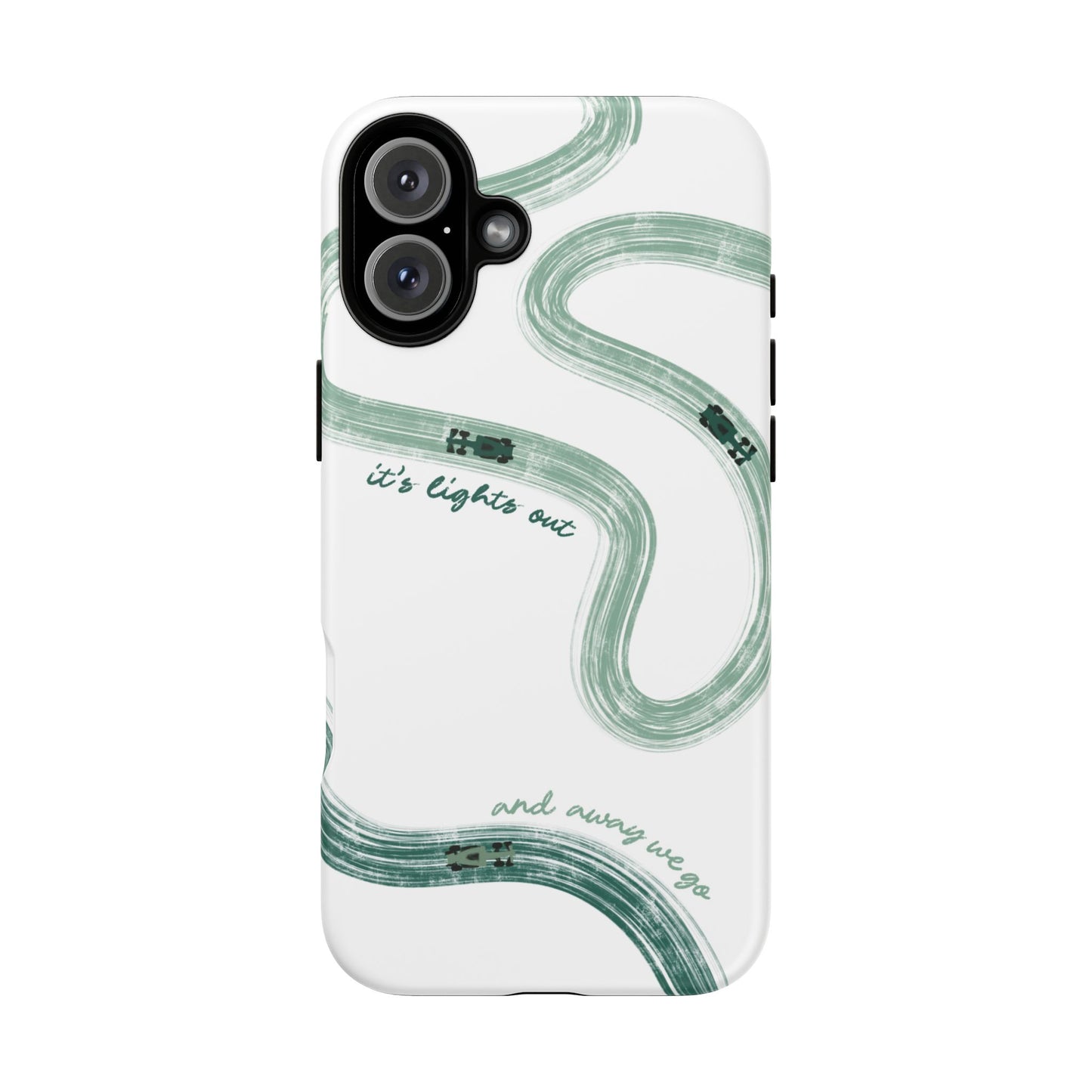 F1 Phone Case Green Painted "its lights out and away we go", Trendy F1 Gift, Formula 1 Gift, Cute F1 Phone Case, Gift for F1 Fans