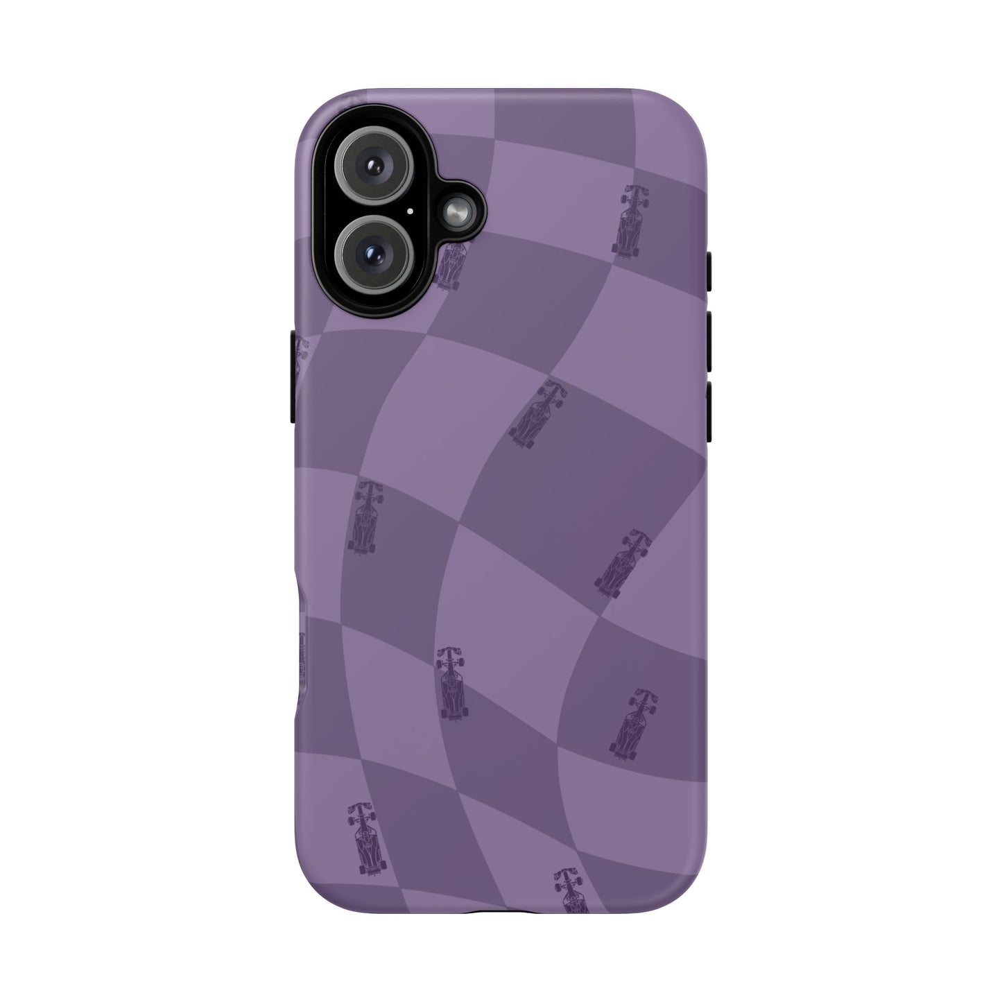 F1 Phone Case Purple Checkered Design, Trendy F1 Gift, Formula 1 Gift, Cute F1 Phone Case, Unique Formula One Phone Case