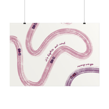 Horizontal Mauve and Purple F1 Abstract Art Poster | Minimalist F1 Art - EU Sizing (Physical Print)