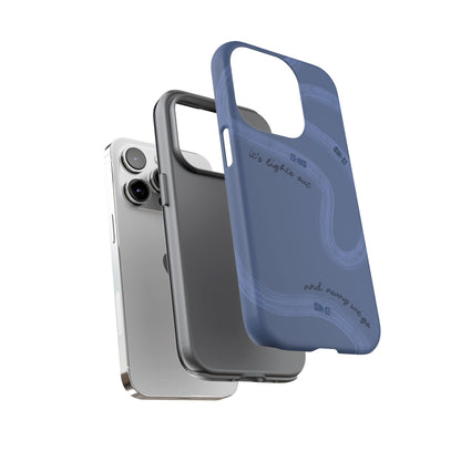 F1 Phone Case Monochrome Dark Blue Painted "its lights out and away we go", Trendy F1 Gift, Formula 1 Gift, Cute F1 Phone Case, Phone Case