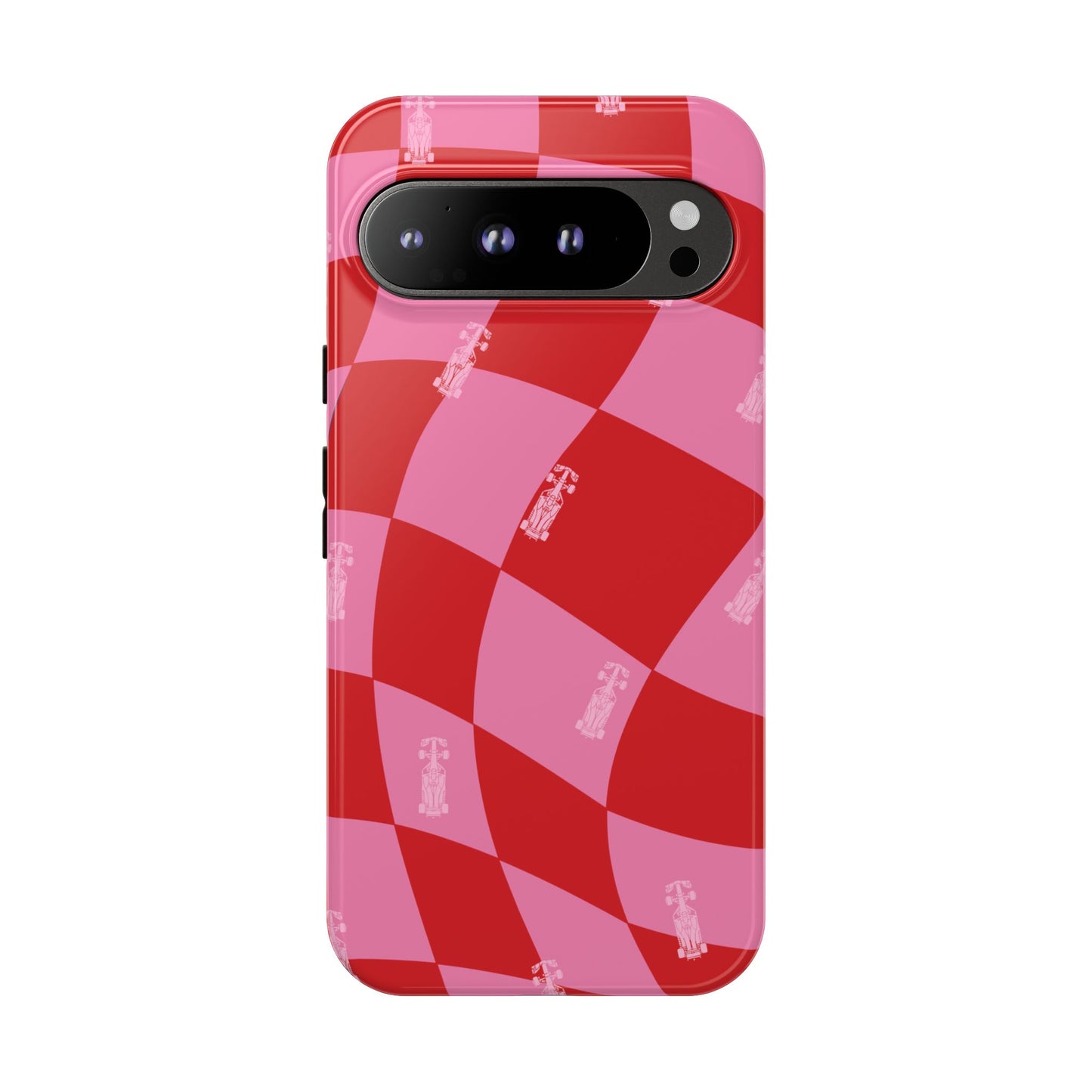 F1 Phone Case Pink and Red Checkerboard Design, Trendy F1 Gift, Girly Formula 1 Gift, Cute F1 Phone Case, Unique Formula One Phone Case