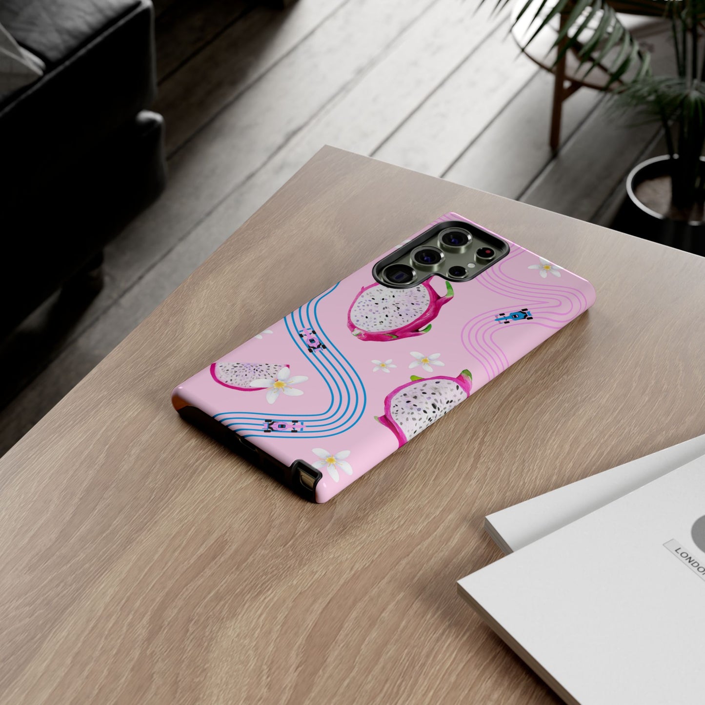 Pink F1 Alpine and Dragonfruit Phone Case, Trendy F1 Gift, Formula 1 Gift, Cute Fruit F1 Phone Case, Unique Phone Case