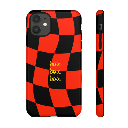 F1 Ferrari Black and Red Checkered Phone Case, Box Box Box F1 Phone Case