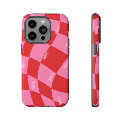 F1 Phone Case Pink and Red Checkerboard Design, Trendy F1 Gift, Girly Formula 1 Gift, Cute F1 Phone Case, Unique Formula One Phone Case