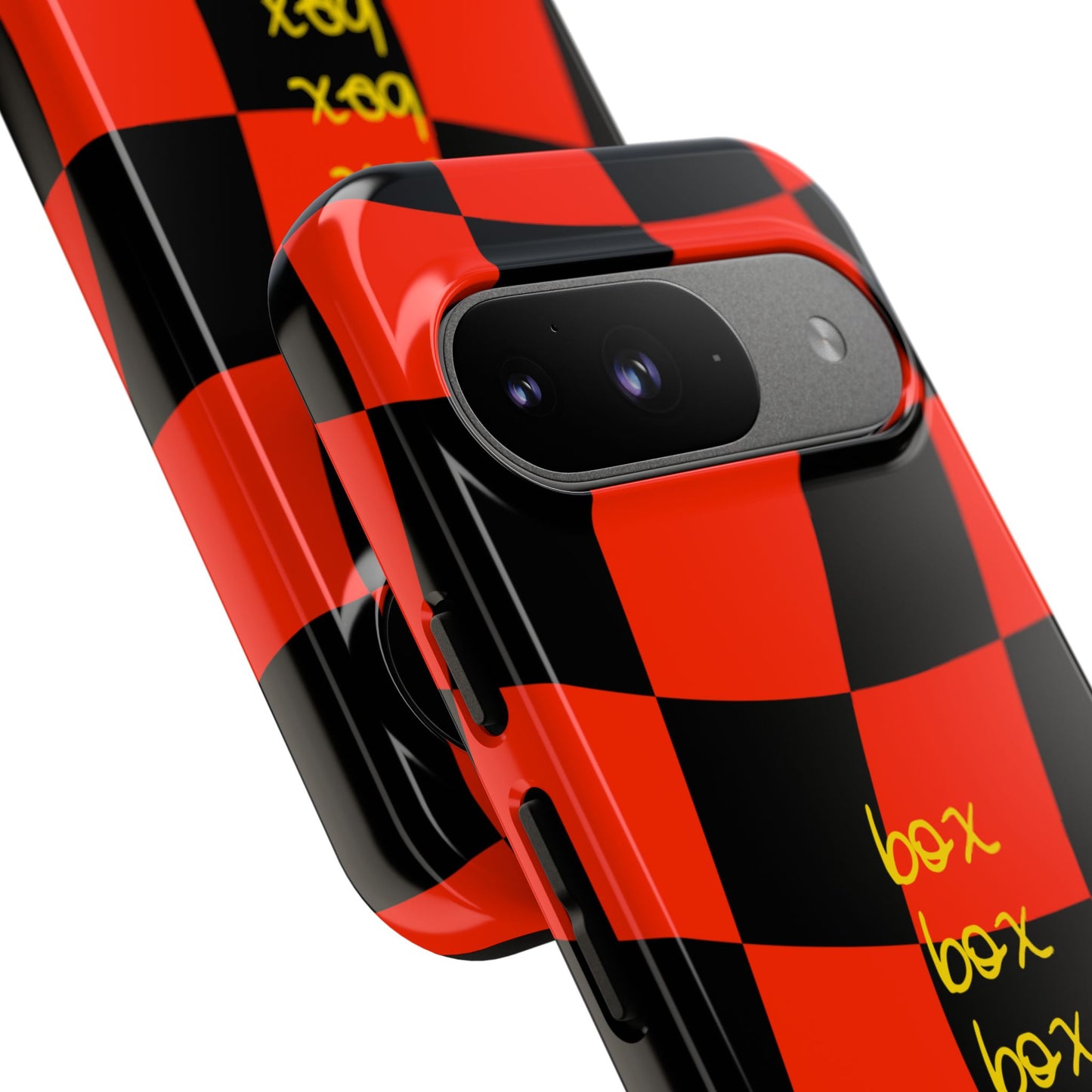 F1 Ferrari Black and Red Checkered Phone Case, Box Box Box F1 Phone Case