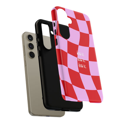 Pink and Red Checkered F1 Phone Case, Box Box Box F1 Phone Case