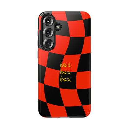 F1 Ferrari Black and Red Checkered Phone Case, Box Box Box F1 Phone Case