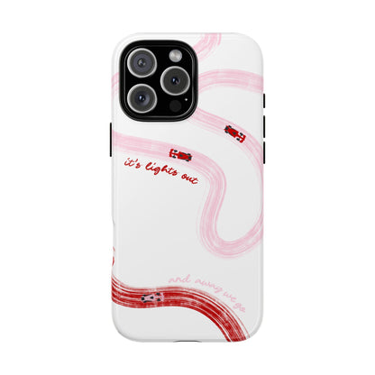 F1 Phone Case Pink and Red Painted "its lights out and away we go", Trendy F1 Gift, Formula 1 Gift, Cute F1 Phone Case, Unique Phone Case