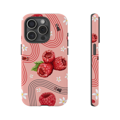 Red F1 Haas and Raspberries Phone Case, Trendy F1 Gift, Formula 1 Gift, Cute Fruit F1 Phone Case, Unique Phone Case