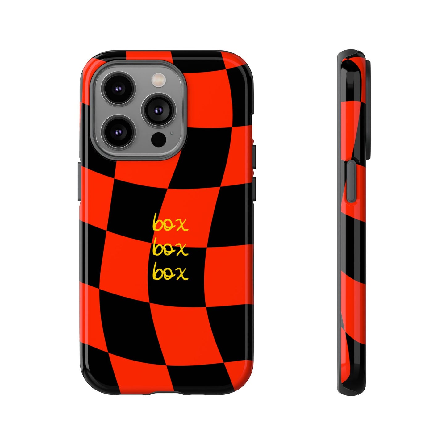F1 Ferrari Black and Red Checkered Phone Case, Box Box Box F1 Phone Case