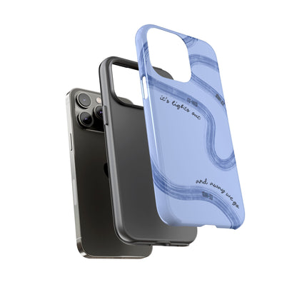 F1 Phone Case Monochrome Blue Painted "its lights out and away we go", Trendy F1 Gift, Formula 1 Gift, Cute F1 Phone Case, Phone Case