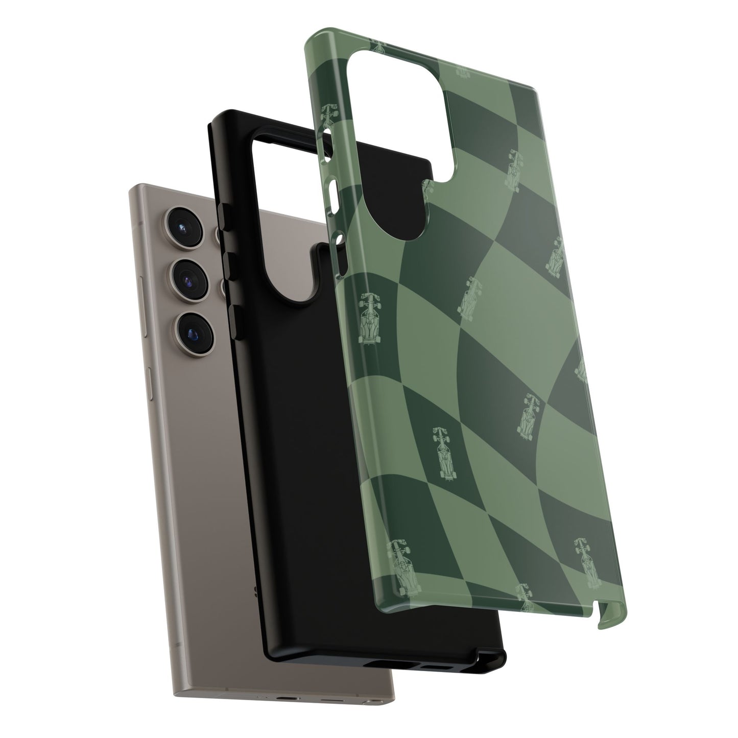 F1 Phone Case Green Checkerboard Design, Trendy F1 Gift, Formula 1 Gift, Cute F1 Phone Case, Unique Formula One Phone Case