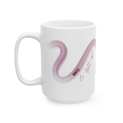 Purple Painted F1  It's Lights Out and Away We Go Mug, Unique Gift for Coffee Lovers, Whimsical Formula 1 Gift