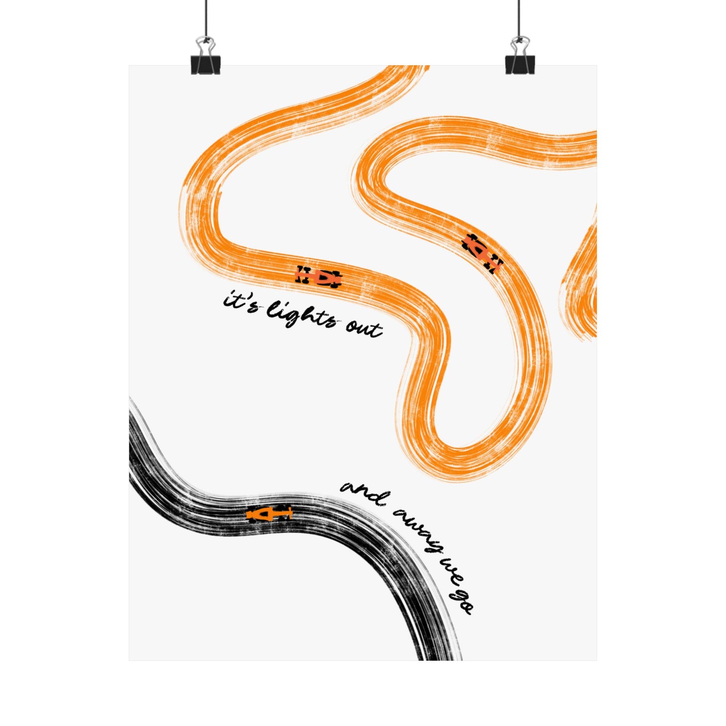 F1 McLaren Orange and Black Matte Vertical Poster | F1 Giclée Art Print (US SIZING)