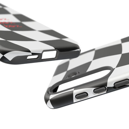 Black and Red Checkered F1 Phone Case, Box Box Box F1 Phone Case