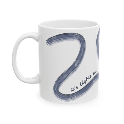 Blue F1 Painted It's Lights Out and Away We Go Mug, Unique Gift for Coffee Lovers, Whimsical Formula 1 Gift