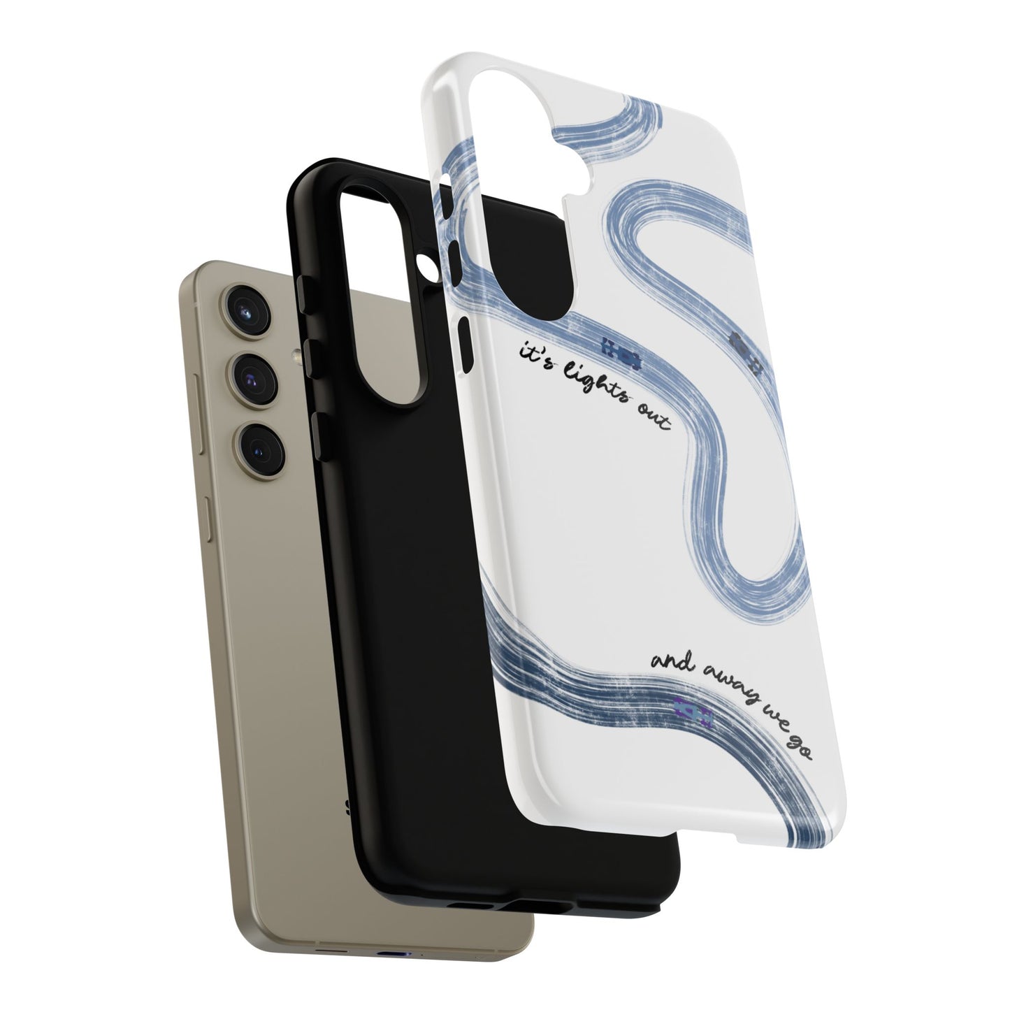 F1 Phone Case Blue Painted "its lights out and away we go", Trendy F1 Gift, Formula 1 Gift, Cute F1 Phone Case, Gift for F1 Fans