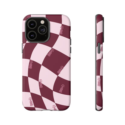 F1 Phone Case Pink Checkered Design, Trendy F1 Gift, Formula 1 Gift, Cute F1 Phone Case, Unique Formula One Phone Case