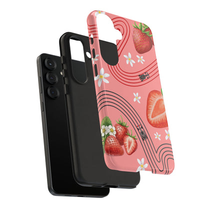 Red F1 Audi and Strawberries Phone Case, Trendy F1 Gift, Formula 1 Gift, Cute Fruit F1 Phone Case, Unique Phone Case