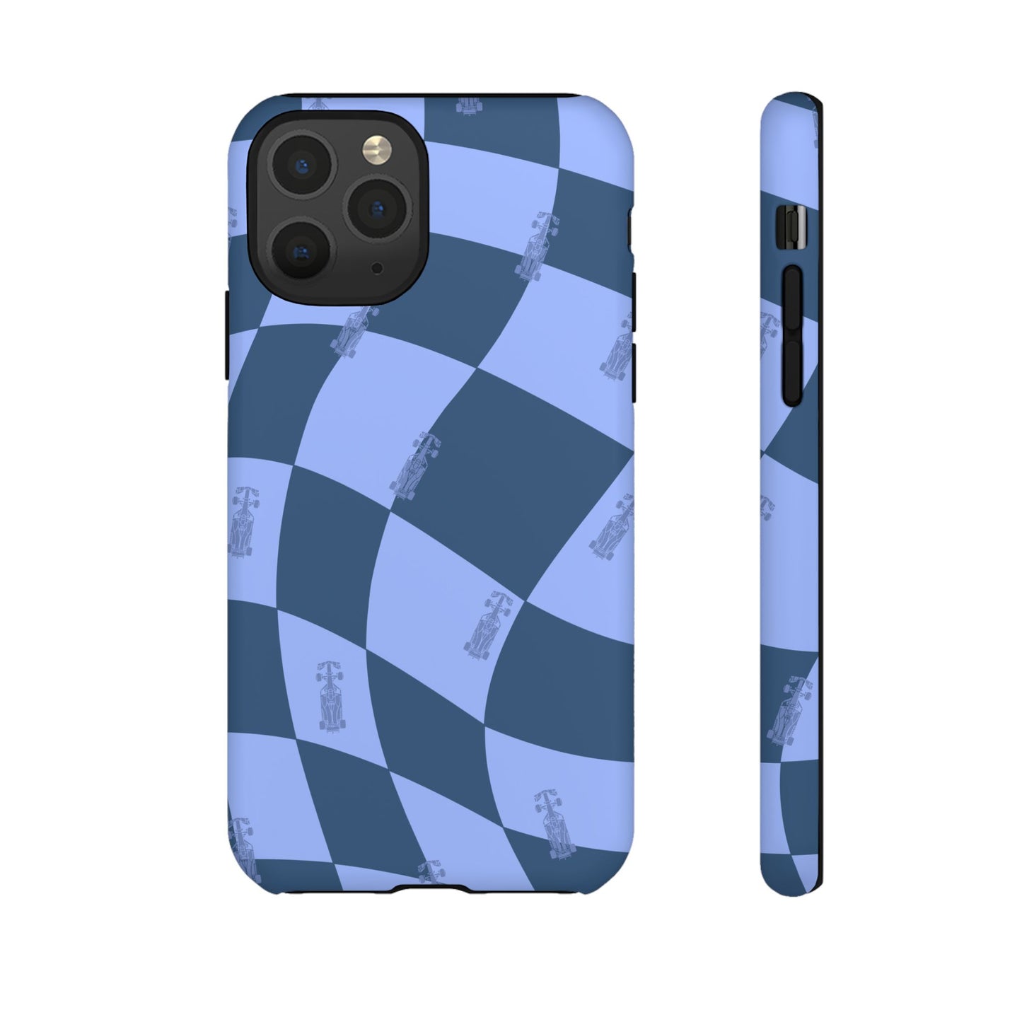 F1 Phone Case Blue Checkerboard Design, Trendy F1 Gift, Formula 1 Gift, Cute F1 Phone Case, Unique Formula One Phone Case