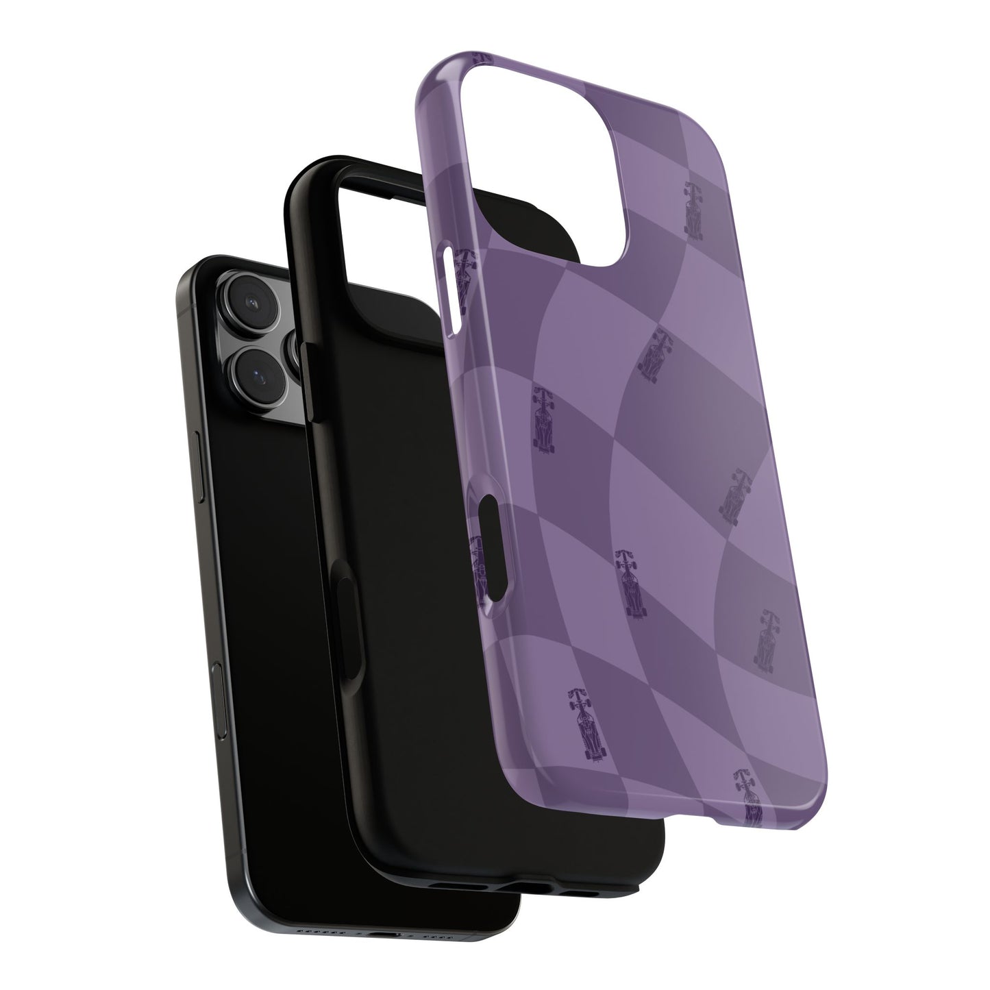 F1 Phone Case Purple Checkered Design, Trendy F1 Gift, Formula 1 Gift, Cute F1 Phone Case, Unique Formula One Phone Case
