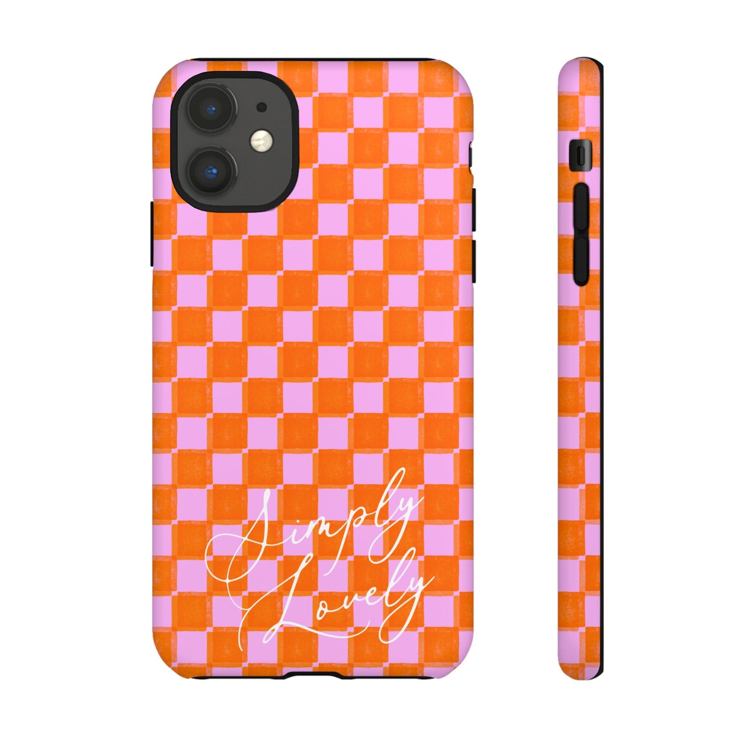 Simply Lovely Orange and Pink Checkered F1 Phone Case Design, Trendy F1 Gift, Formula 1 Gift, Cute F1 Phone Case