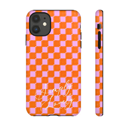 Simply Lovely Orange and Pink Checkered F1 Phone Case Design, Trendy F1 Gift, Formula 1 Gift, Cute F1 Phone Case