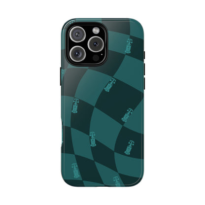 F1 Phone Case Teal Checkered Design, Trendy F1 Gift, Formula 1 Gift, Cute F1 Phone Case, Unique Formula One Phone Case