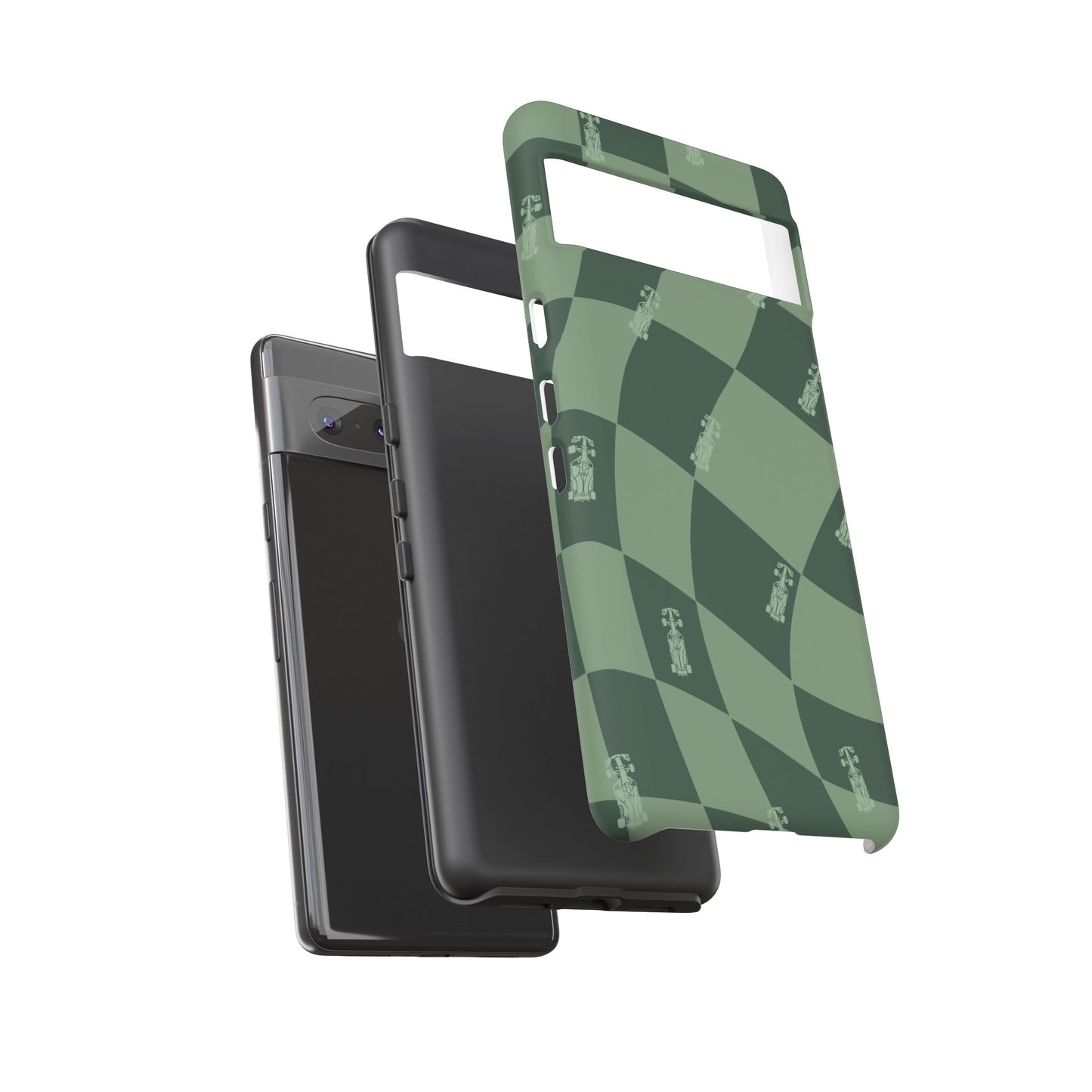 F1 Phone Case Green Checkerboard Design, Trendy F1 Gift, Formula 1 Gift, Cute F1 Phone Case, Unique Formula One Phone Case