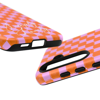 Simply Lovely Orange and Pink Checkered F1 Phone Case Design, Trendy F1 Gift, Formula 1 Gift, Cute F1 Phone Case
