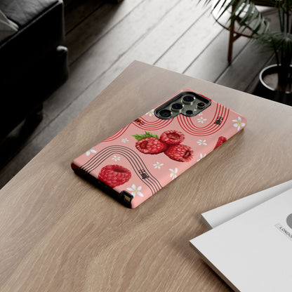 Red F1 Haas and Raspberries Phone Case, Trendy F1 Gift, Formula 1 Gift, Cute Fruit F1 Phone Case, Unique Phone Case