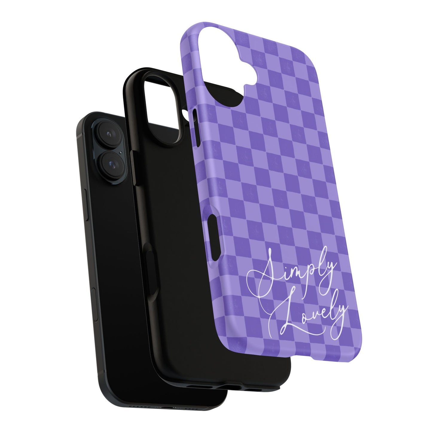 Simply Lovely Purple Checkered F1 Phone Case Design, Trendy F1 Gift, Formula 1 Gift, Cute F1 Phone Case