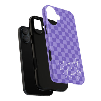 Simply Lovely Purple Checkered F1 Phone Case Design, Trendy F1 Gift, Formula 1 Gift, Cute F1 Phone Case